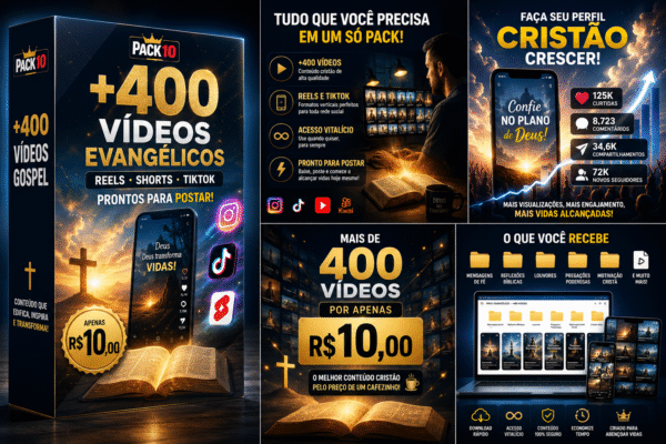 Mega Pack 400+ Vídeos Evangélicos Prontos para TikTok, Reels e Shorts