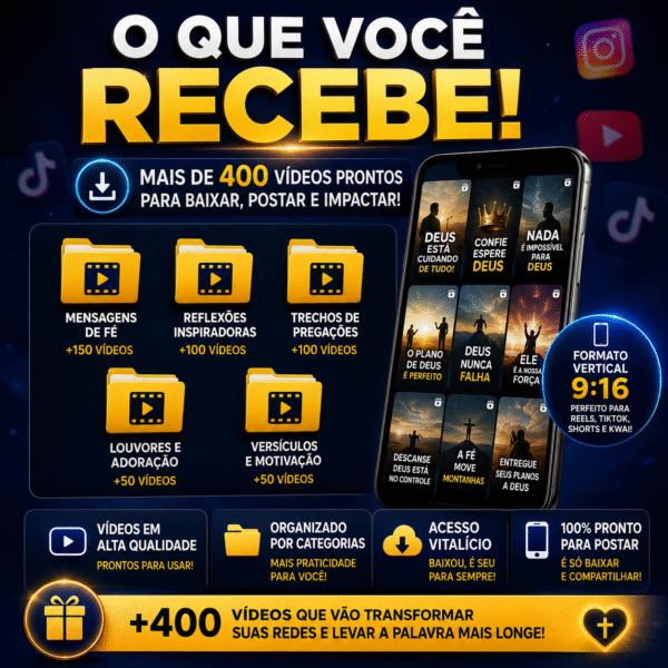 Mega Pack 400+ Vídeos Evangélicos Prontos para TikTok, Reels e Shorts