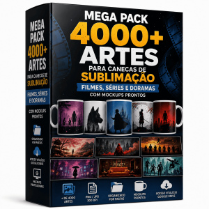 Tudo pronto para imprimir e estampar! Mais de 4.000 artes em alta resolução dos maiores sucessos do cinema, streamings e doramas, com mockups prontos para você divulgar e lucrar no mesmo dia.