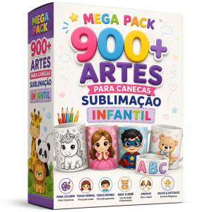 Mega Pack 900+ Artes Para Canecas Sublimação Infantil – Arquivos Prontos para Estampar