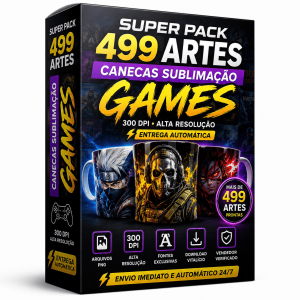 💥 Super Pack 499 Artes Prontas Para Canecas Sublimação Games | Alta Resolução 300 DPI + Mockups 🎮