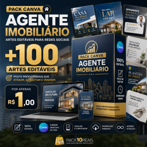 Pack Canva Agente Imobiliário +100 Artes Editáveis para Redes Sociais